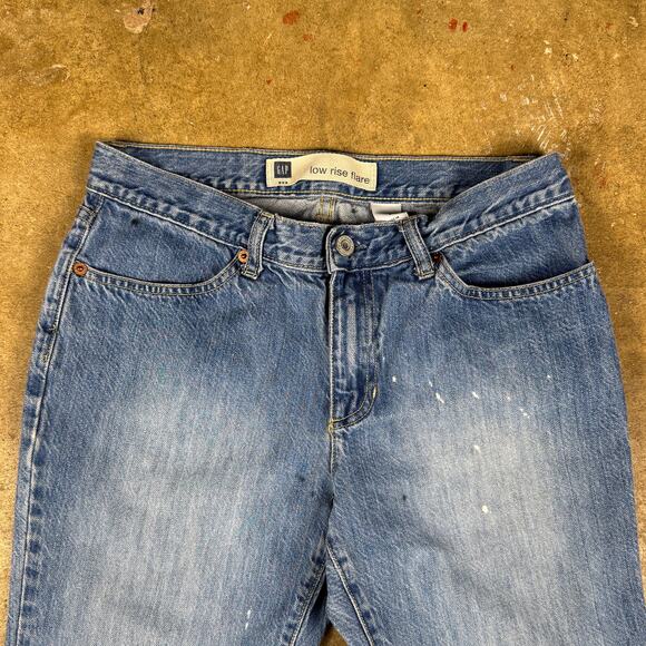 GAP Low Rise Flare Vintage Jeans Women’s Size 6 Paint Splatter Y2K Denim‎ - Picture 2 of 12